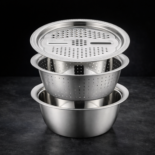 ChefMate™ Zestaw kuchenny 3w1 – Miska + Tarka + Durszlak