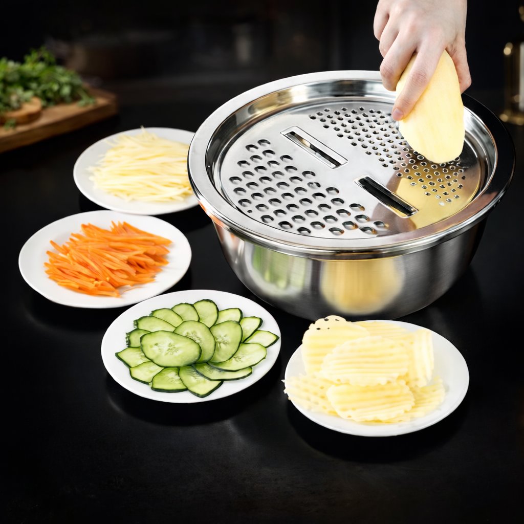 ChefMate™ Zestaw kuchenny 3w1 – Miska + Tarka + Durszlak